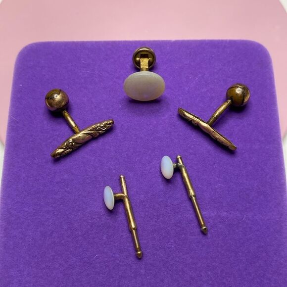 💛 Antique Gold Filled Cufflink & Button Lot As-Is - Picture 1 of 6